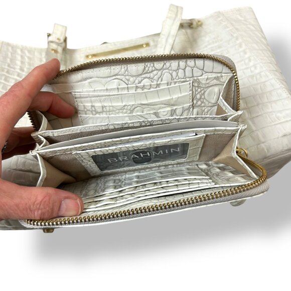 NWOT Brahmin Leather Med Arno Macaroon La Scala Shoulder Tote Handbag + Wallet - Picture 7 of 9